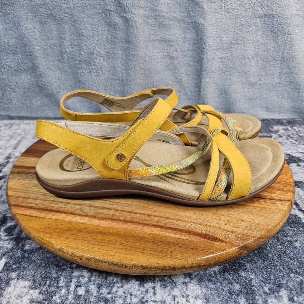 Abeo Bobbie Sandals Women's 9.5 N Yellow Leather Strappy  B.I.O System Flat